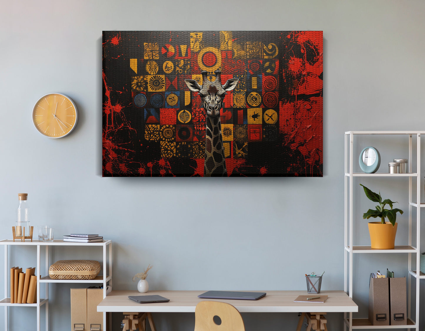 Giraffe Tribal Symbols African American canvas print view 18