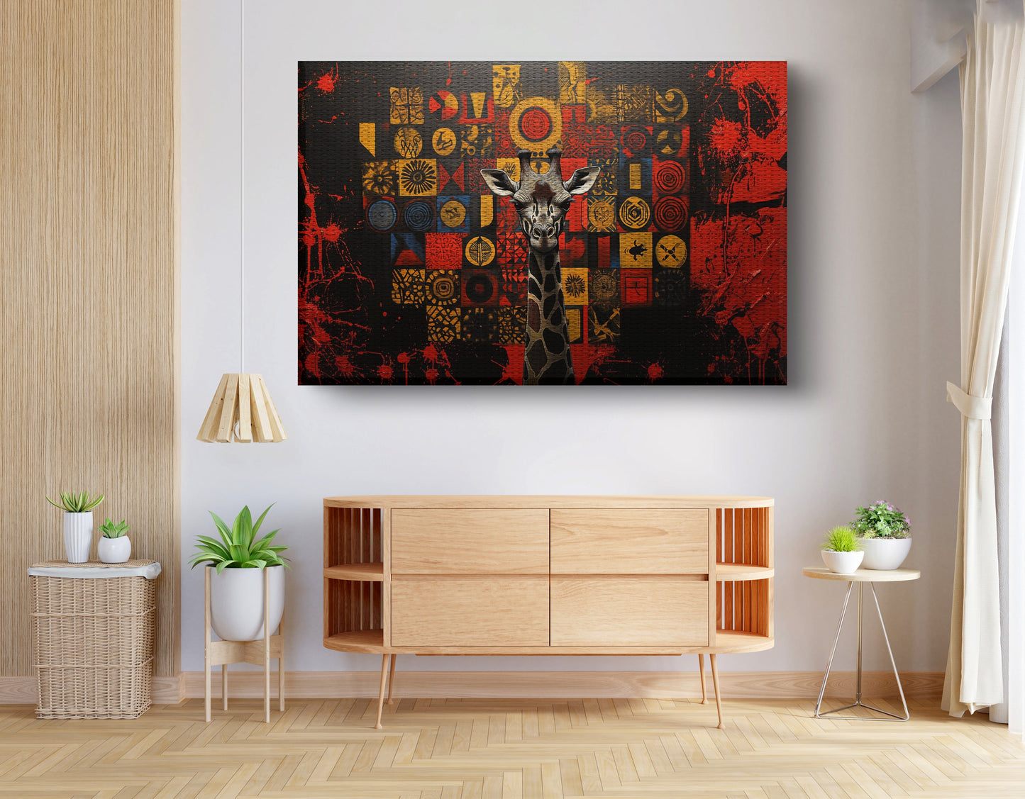 Giraffe Tribal Symbols African American canvas print view 14