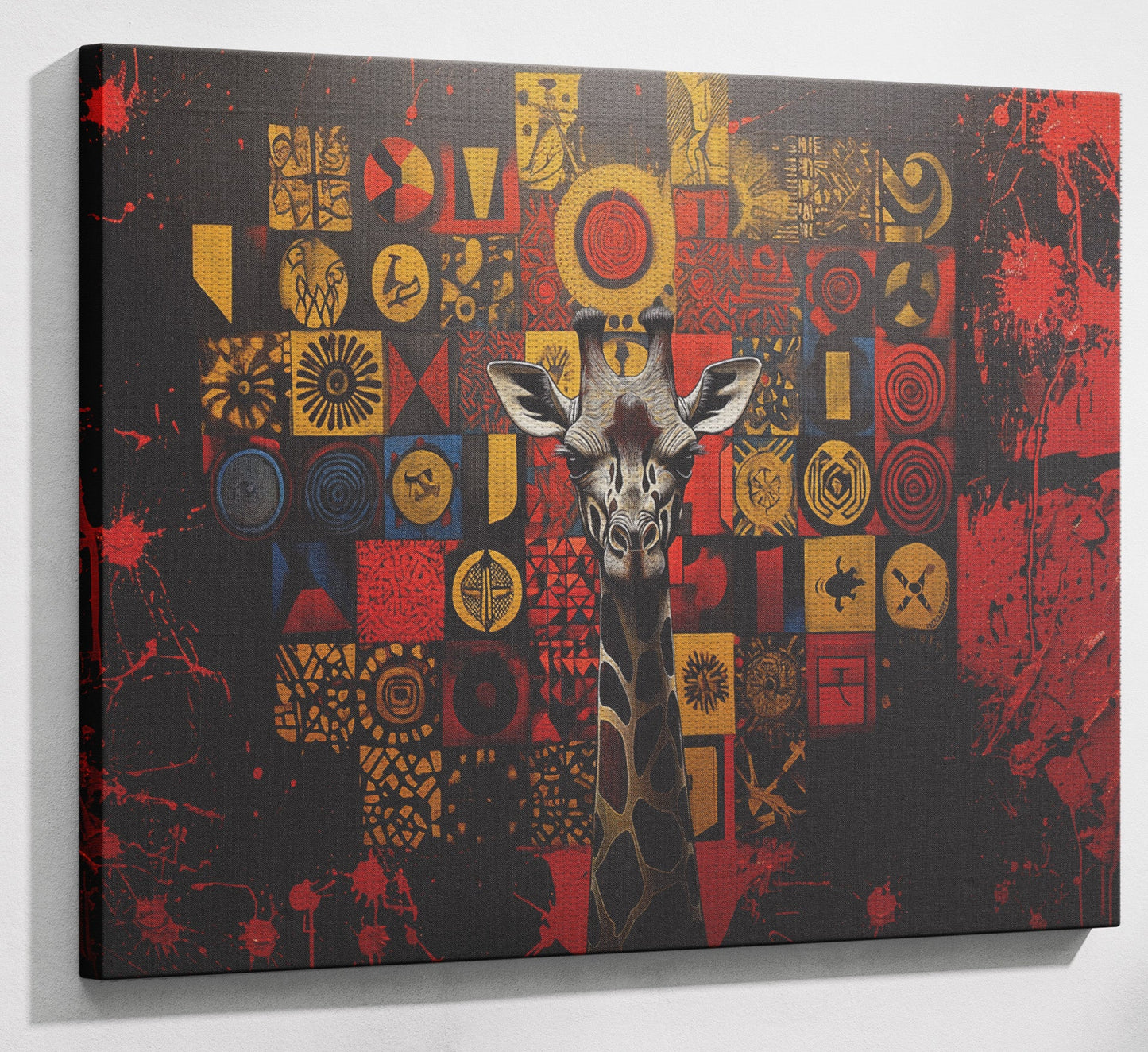 Giraffe Tribal Symbols African American canvas print view 13