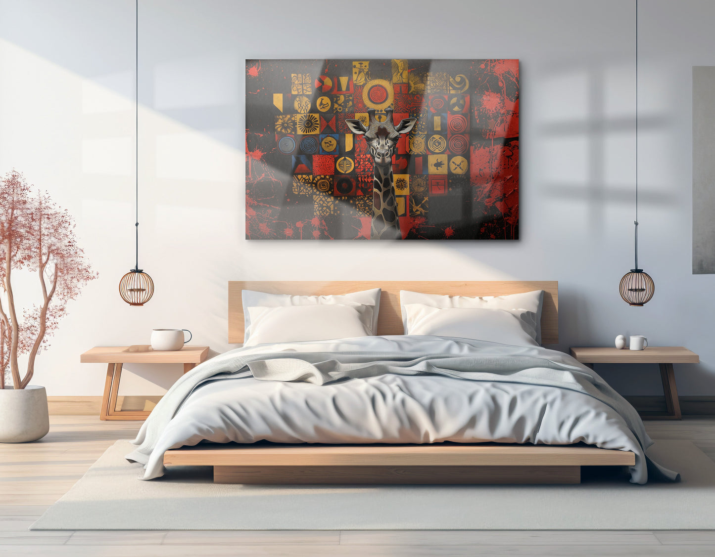 Giraffe Tribal Symbols African American canvas print view 21