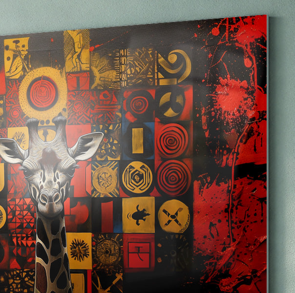 Giraffe Tribal Symbols African American canvas print view 22