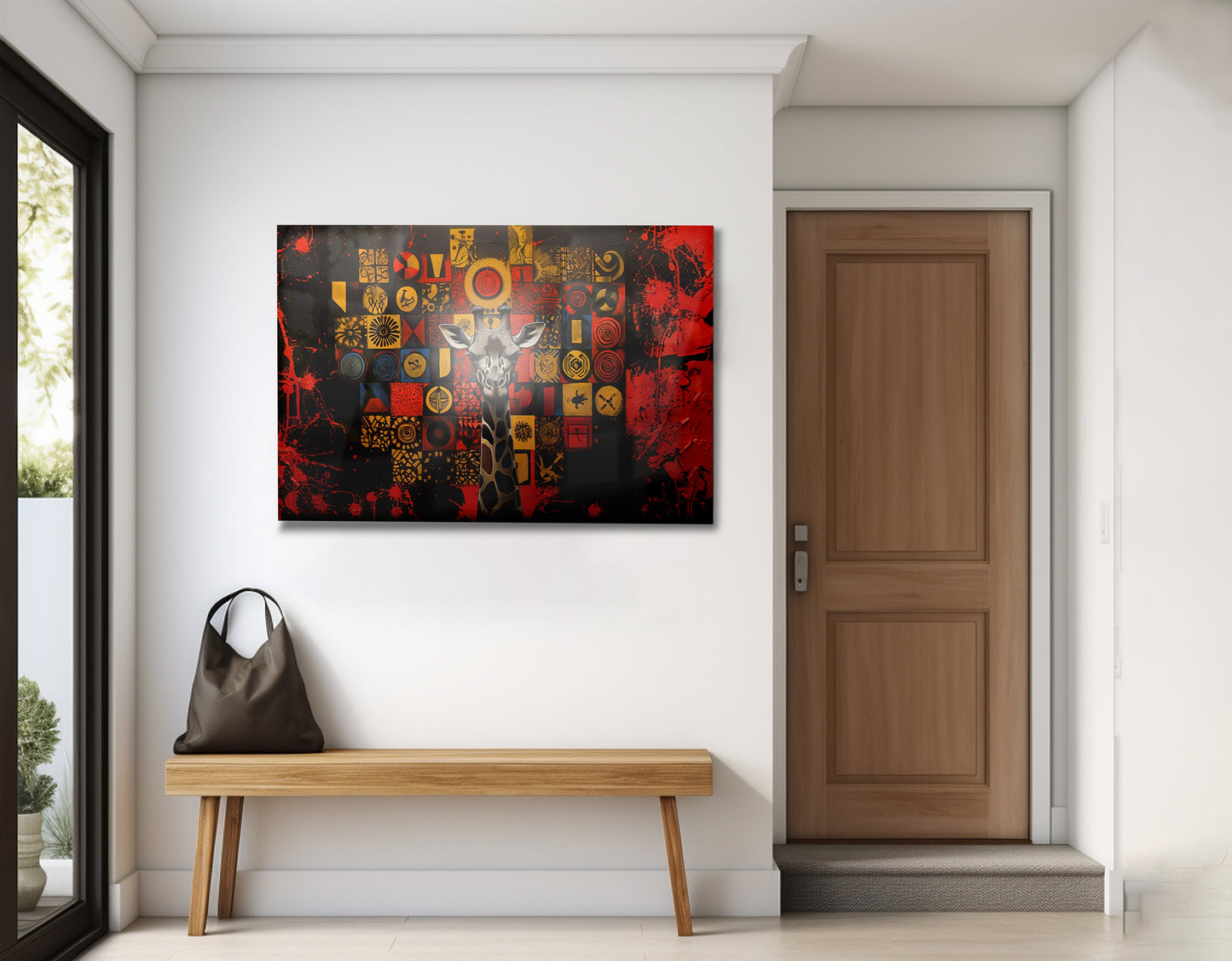 Giraffe Tribal Symbols African American canvas print view 23