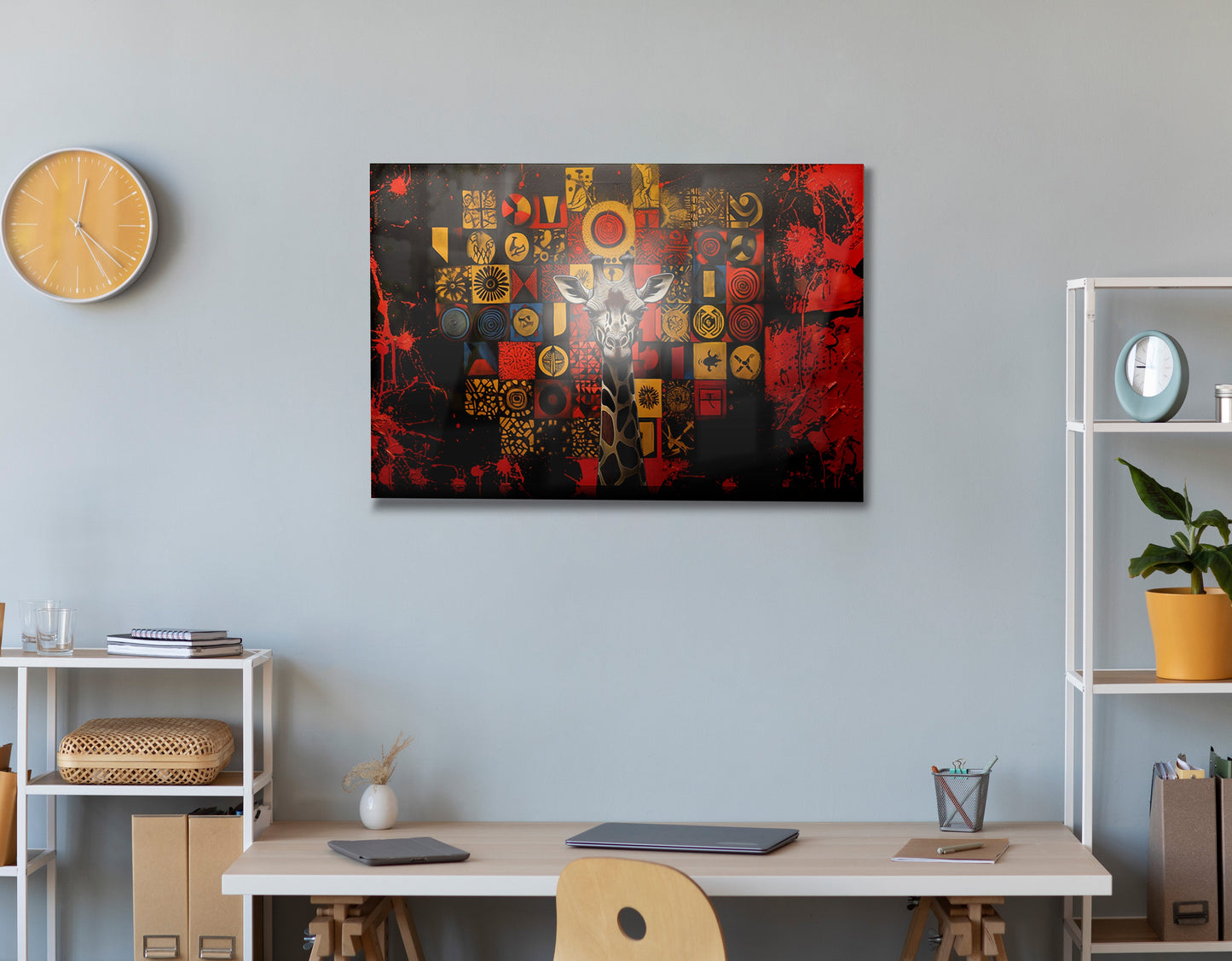 Giraffe Tribal Symbols African American canvas print view 24