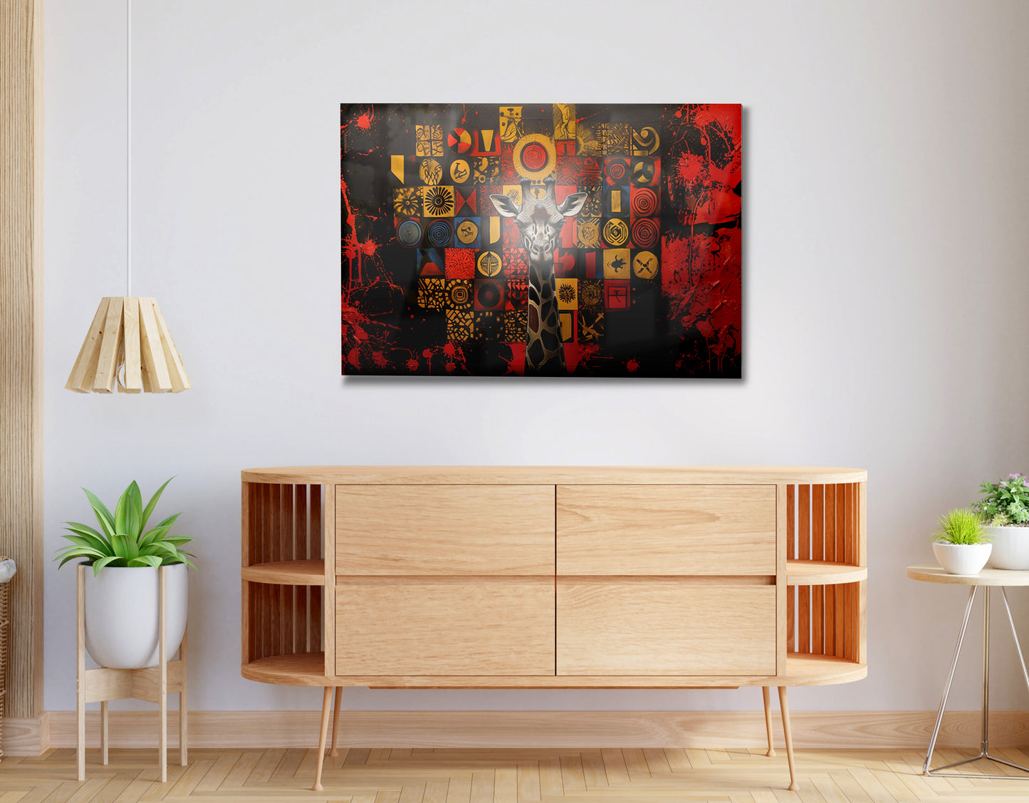 Giraffe Tribal Symbols African American canvas print view 20
