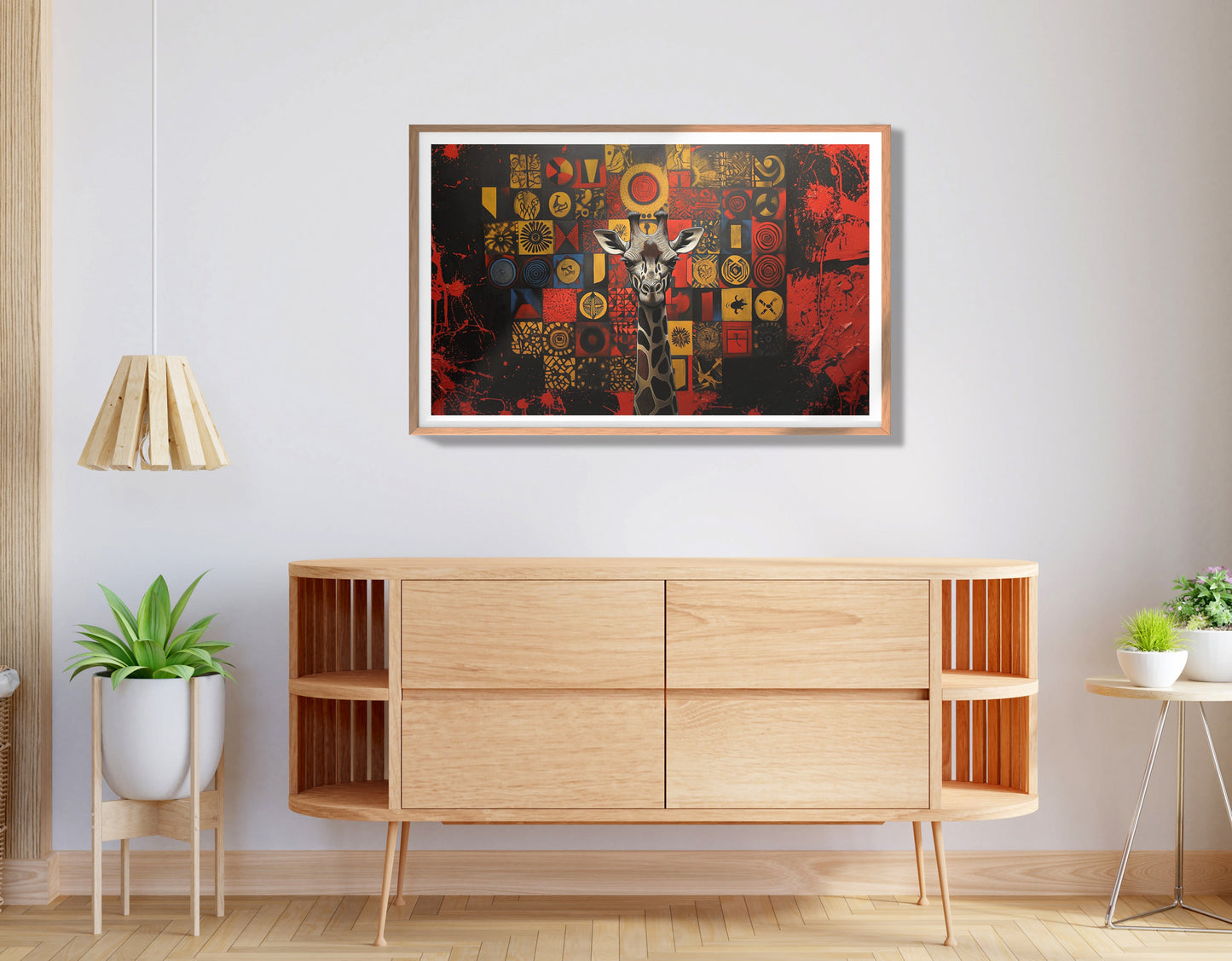 Giraffe Tribal Symbols African American canvas print view 80
