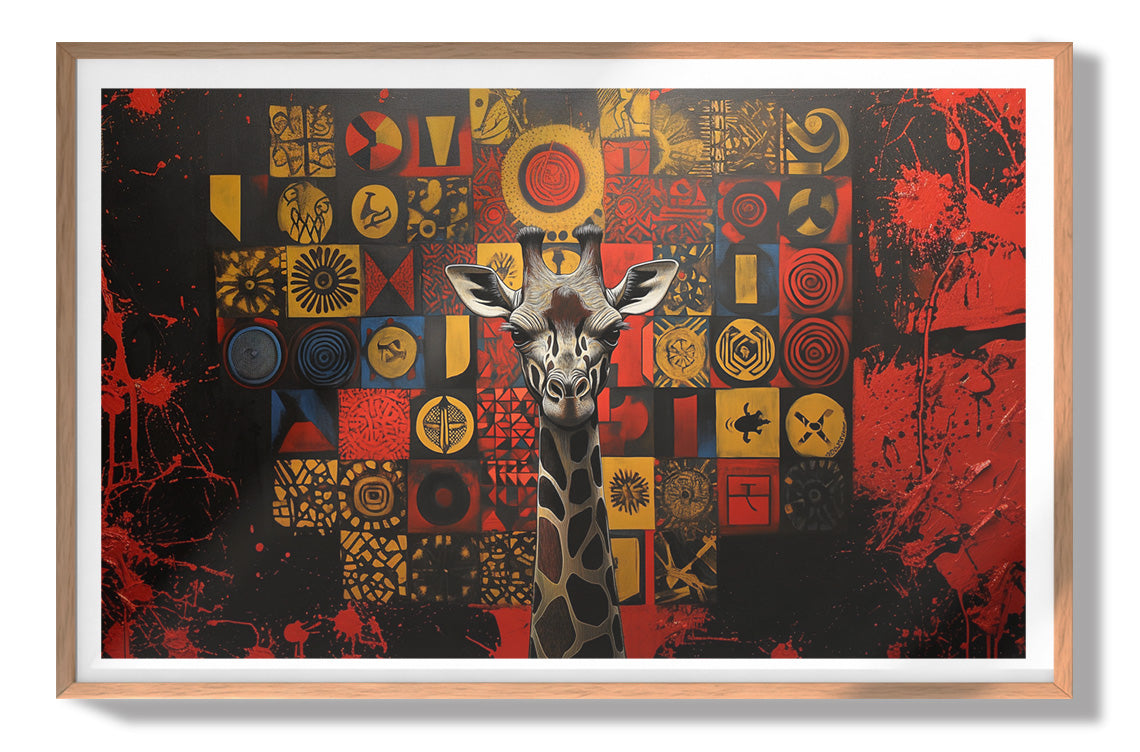 Giraffe Tribal Symbols African American canvas print view 79