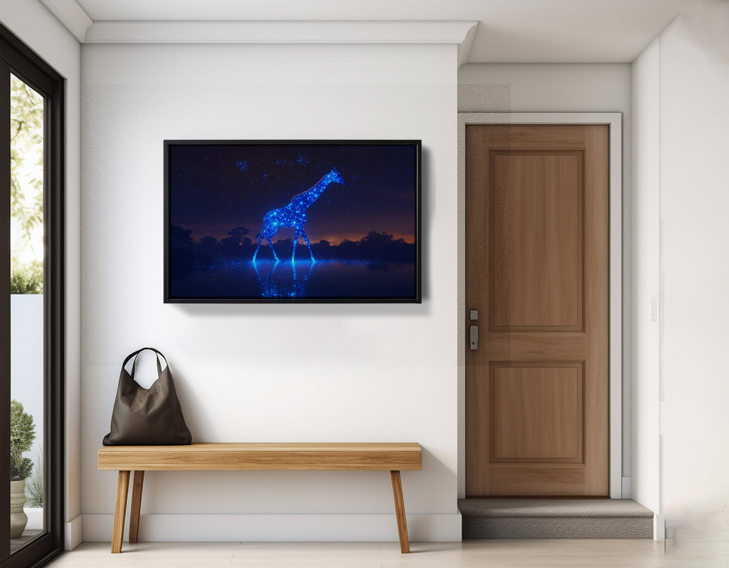 Glowing Blue Giraffe Night African American canvas print view 29