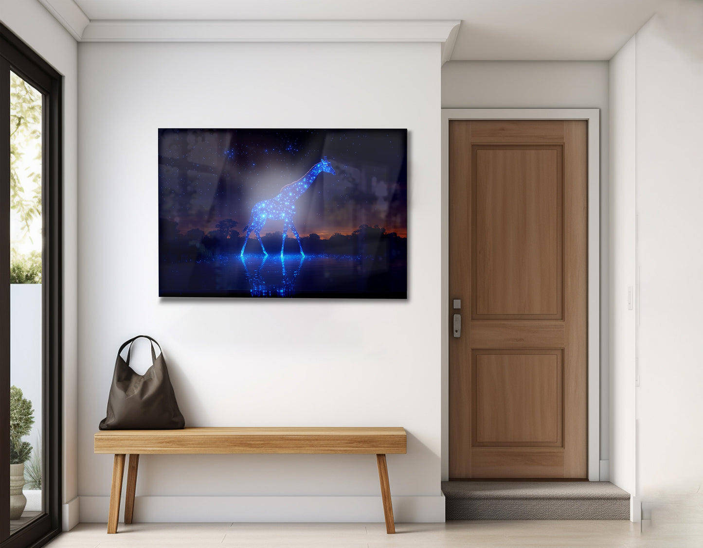 Glowing Blue Giraffe Night African American canvas print view 23
