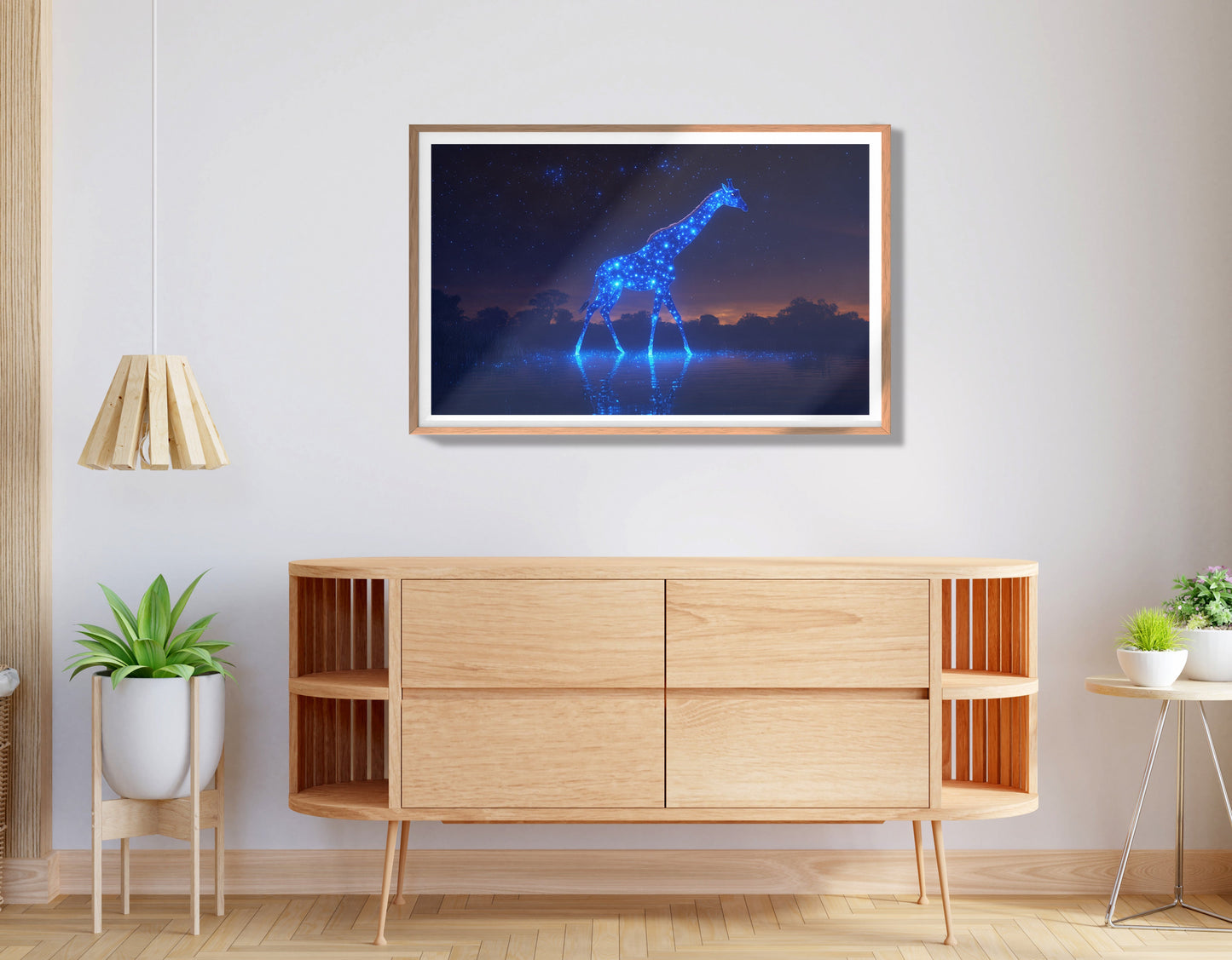Glowing Blue Giraffe Night African American canvas print view 80