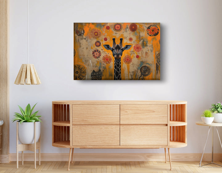 Earth Tone Giraffe African American Wall Art