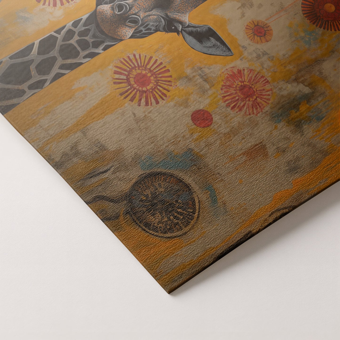 Earth Tone Giraffe African American canvas print artwork by MoomZee Artwork