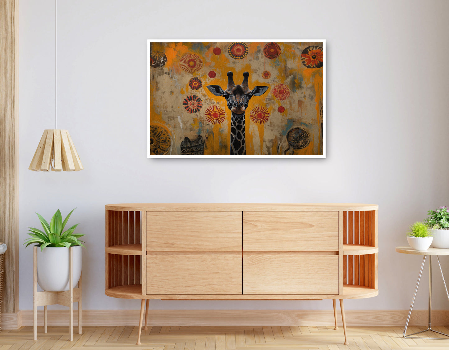Alternate view of Earth Tone Giraffe African American canvas print