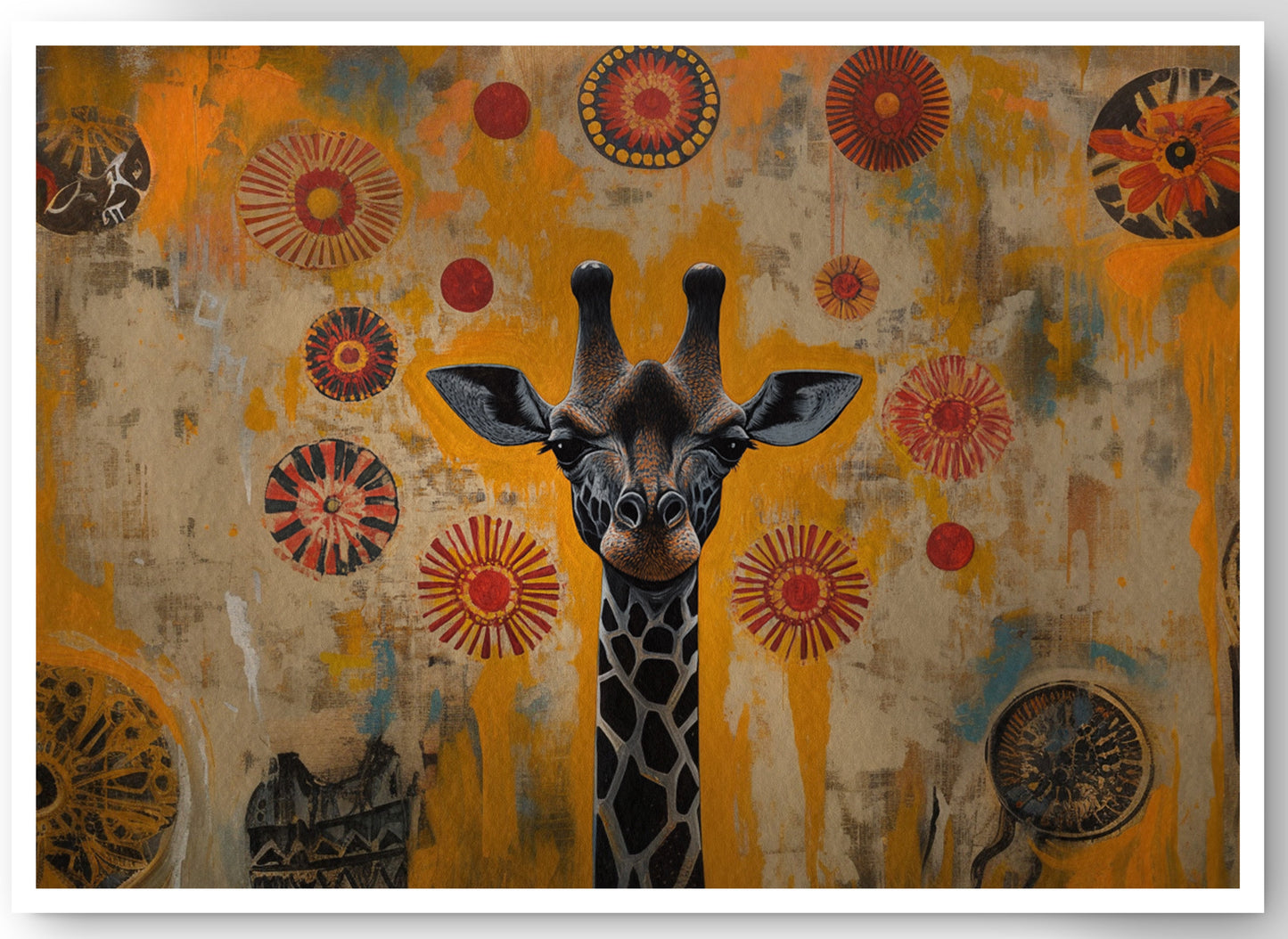 Earth Tone Giraffe African American canvas print by MoomZee Artwork