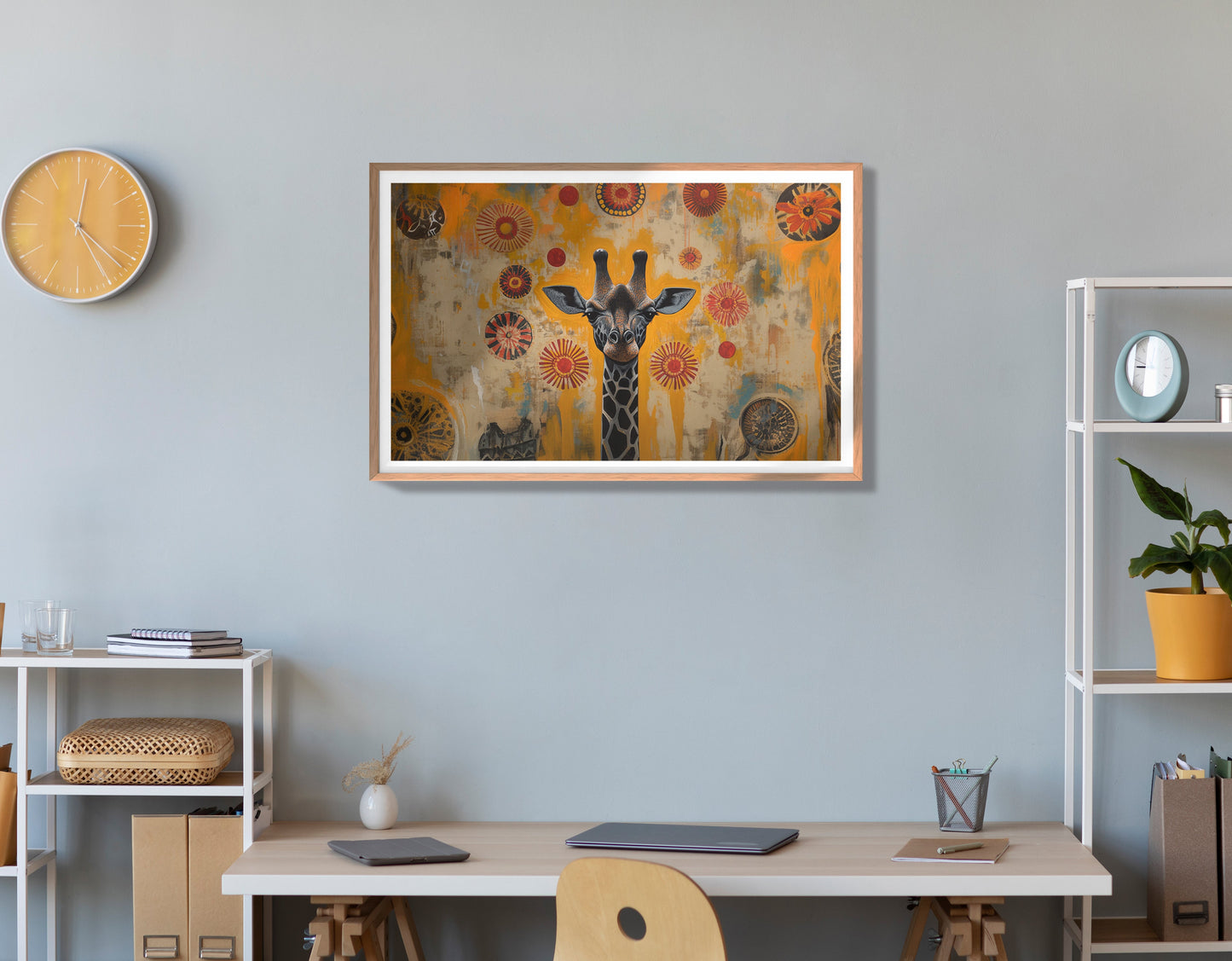 Earth Tone Giraffe African American canvas print view 84