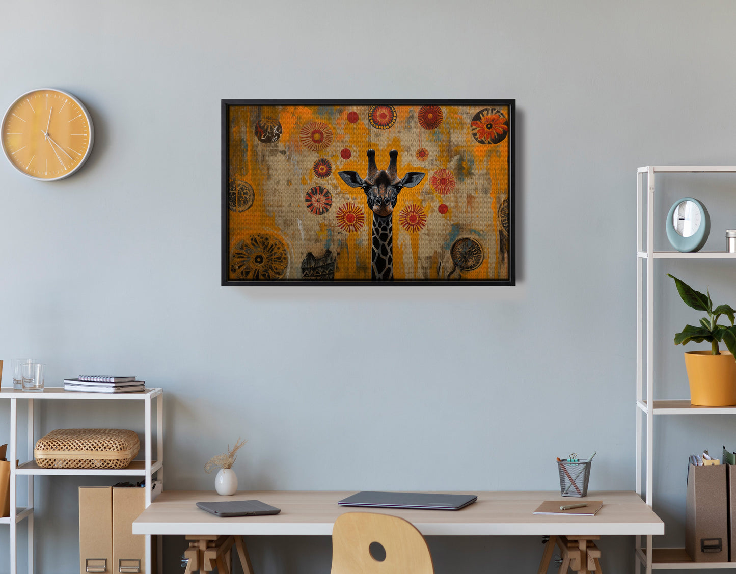 Earth Tone Giraffe African American canvas print view 30
