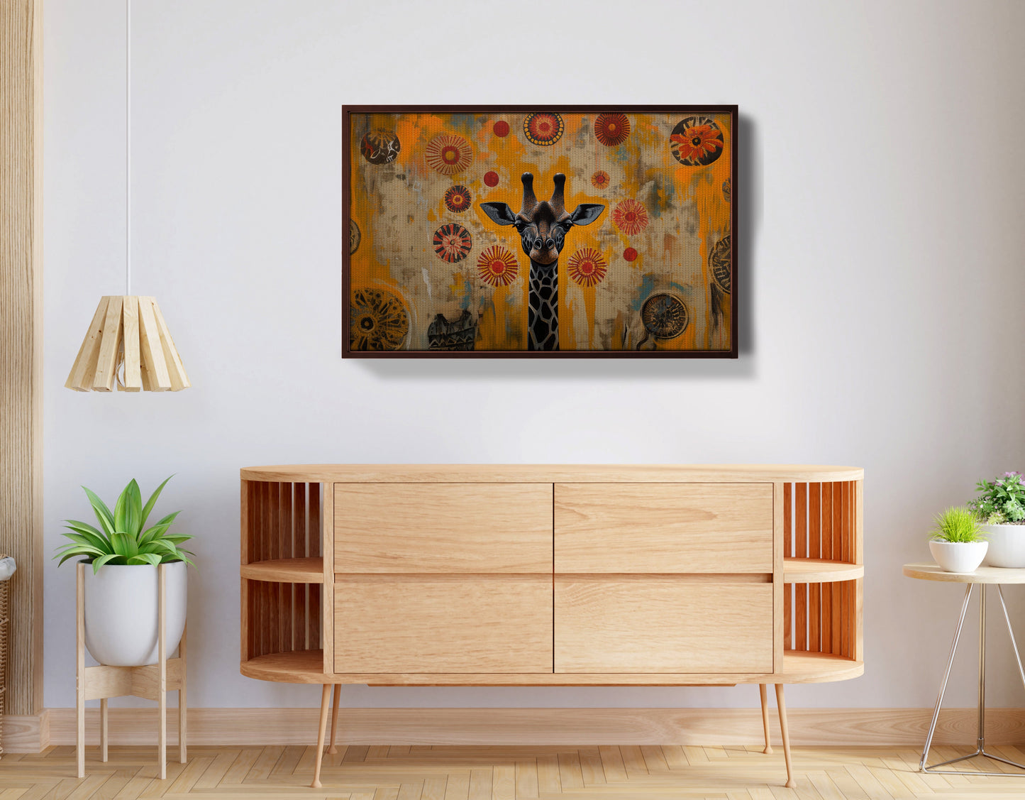Earth Tone Giraffe African American canvas print view 32