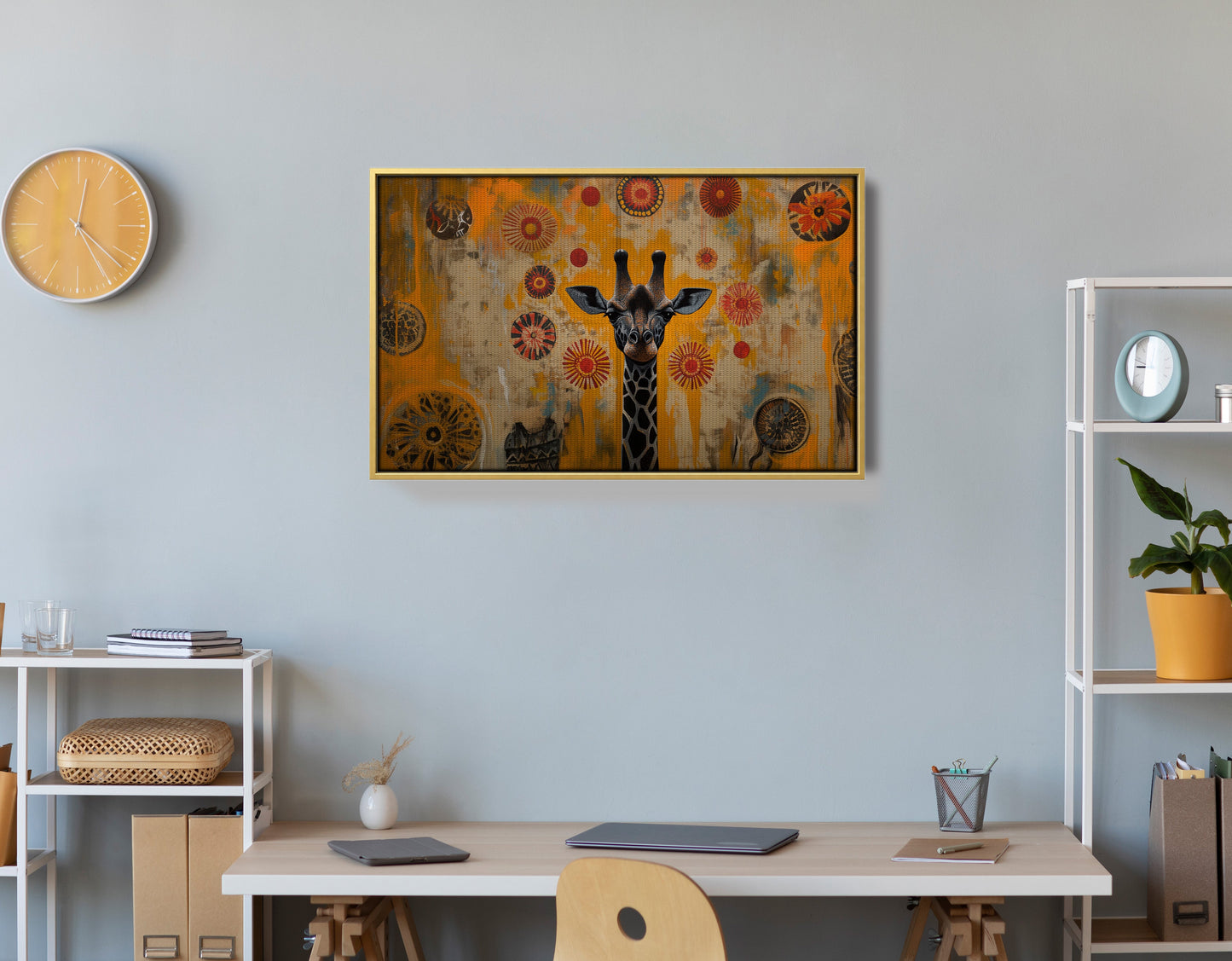 Earth Tone Giraffe African American canvas print view 42