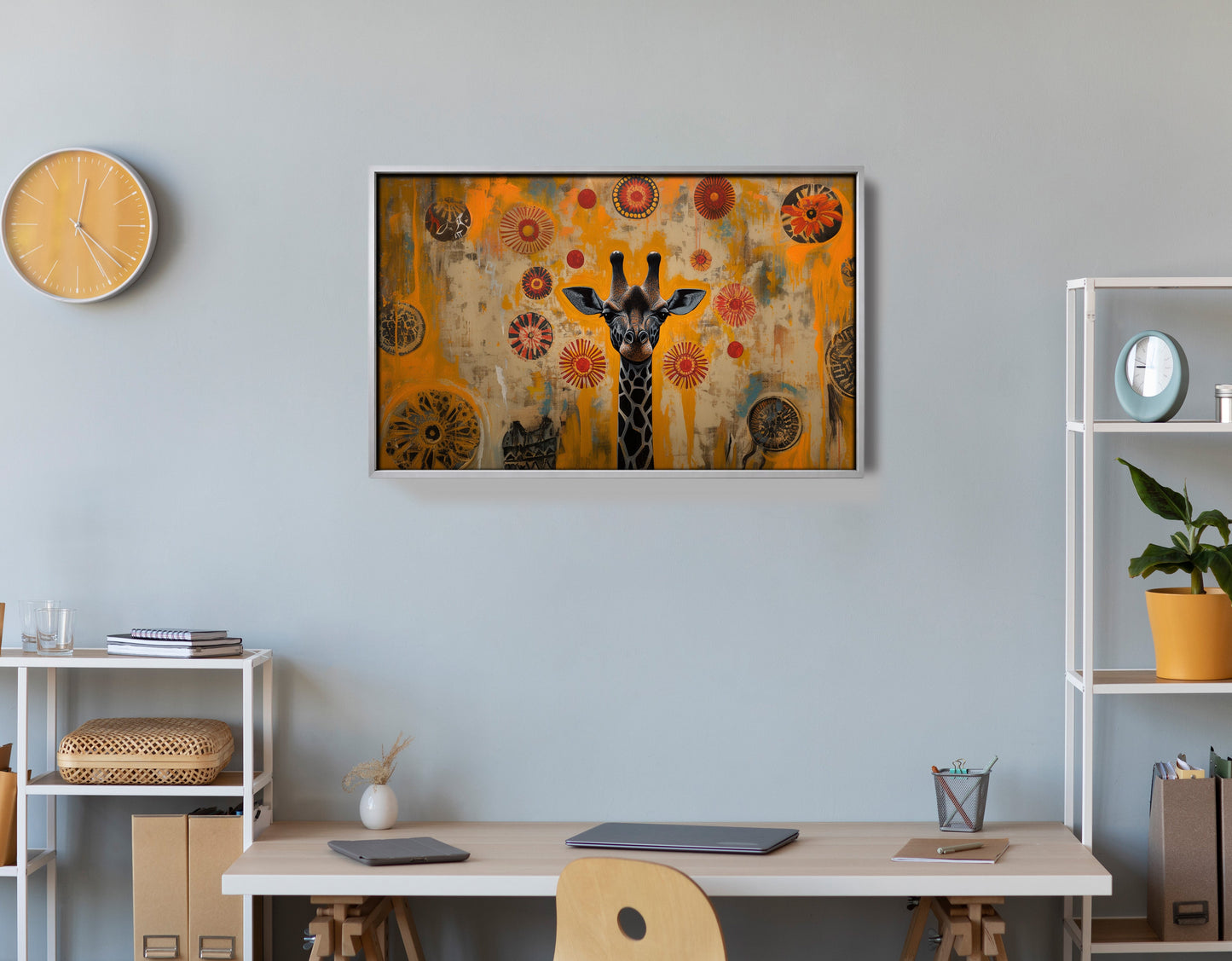 Earth Tone Giraffe African American canvas print view 60