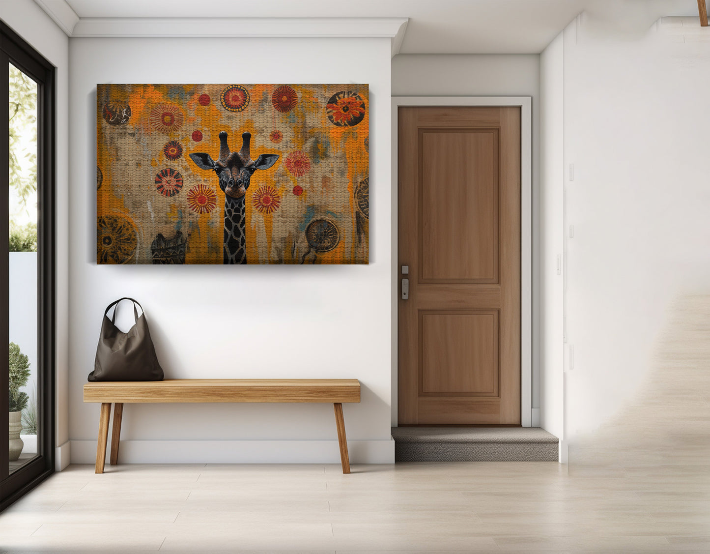 Earth Tone Giraffe African American canvas print view 17