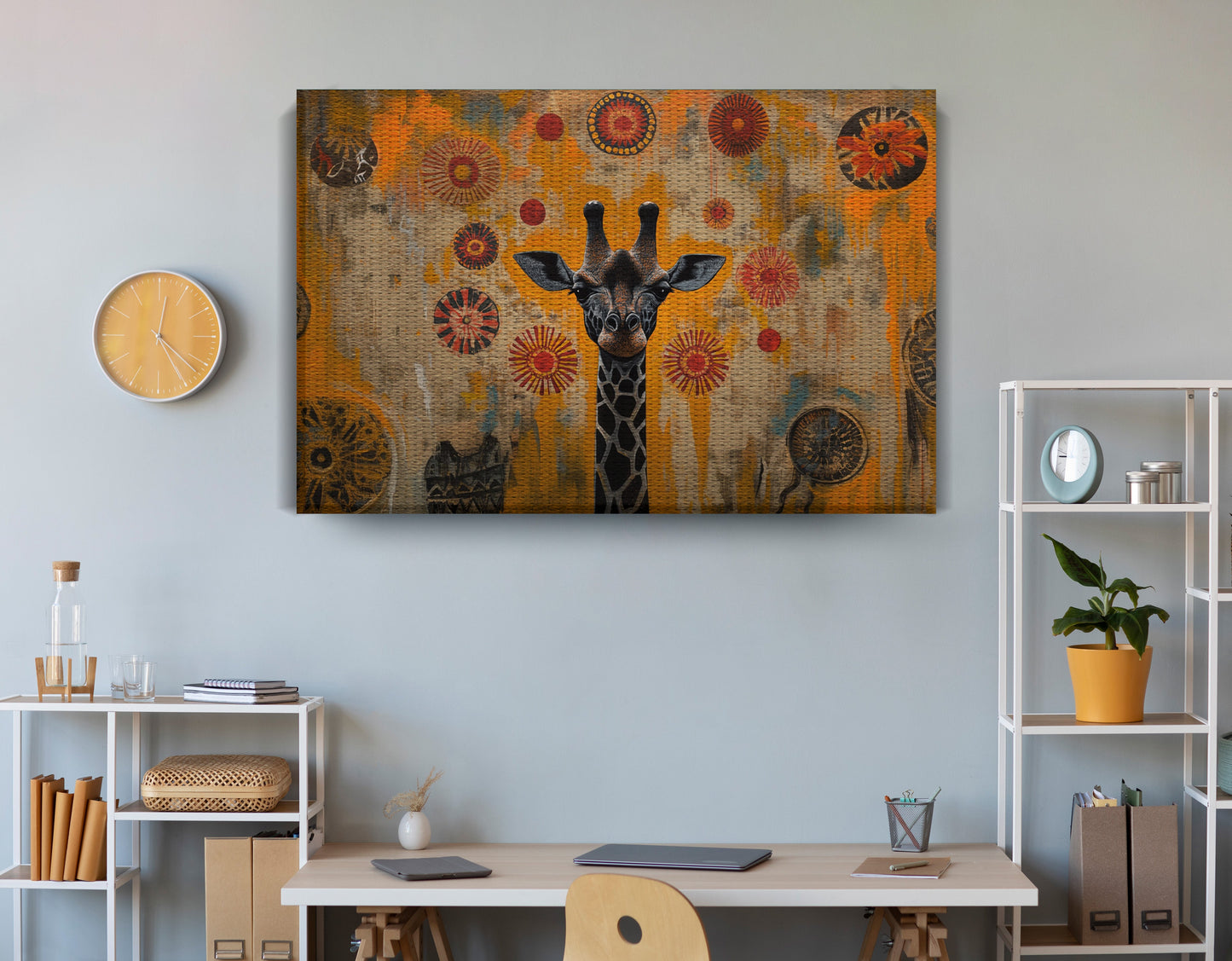 Earth Tone Giraffe African American canvas print view 18