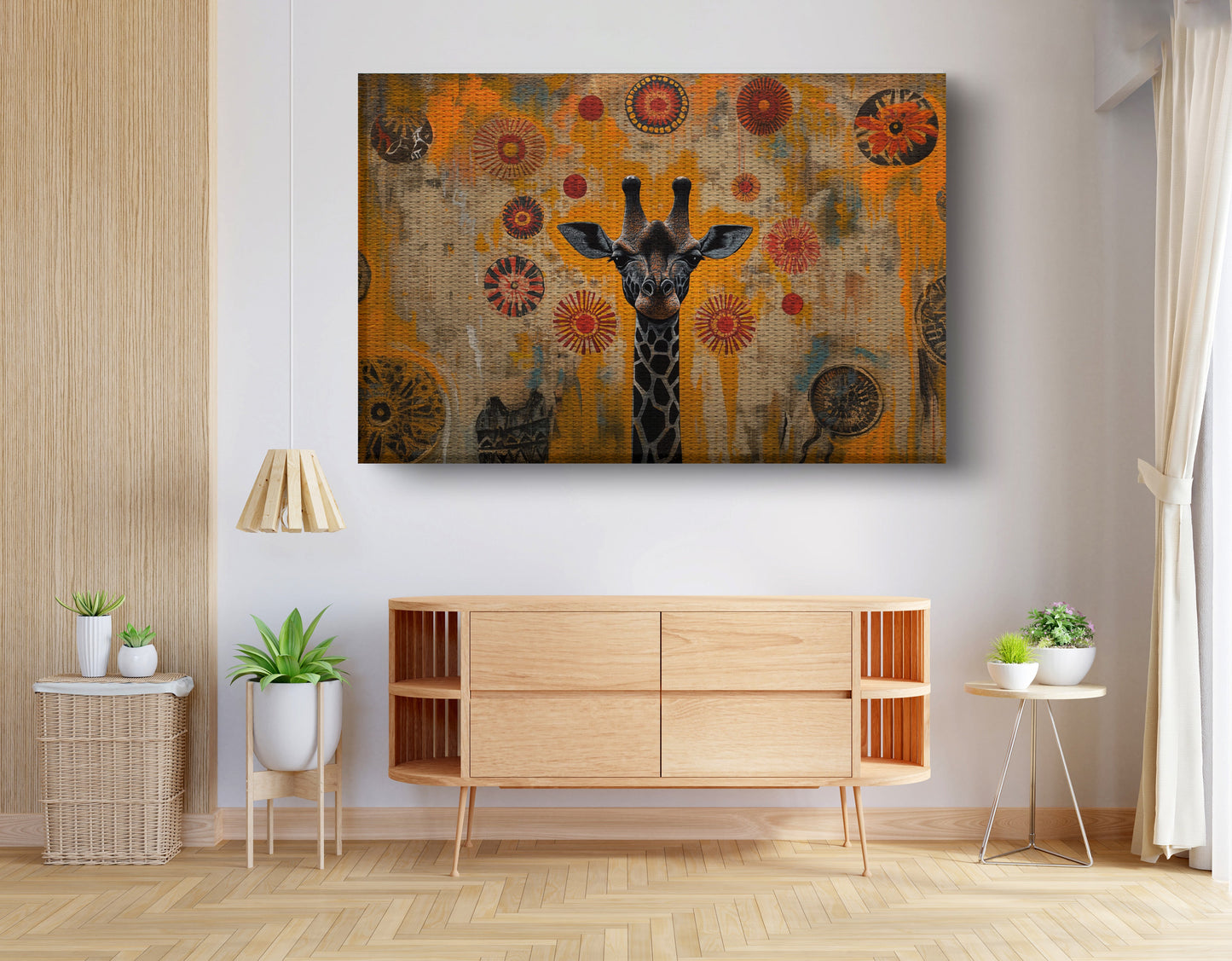 Earth Tone Giraffe African American canvas print view 14