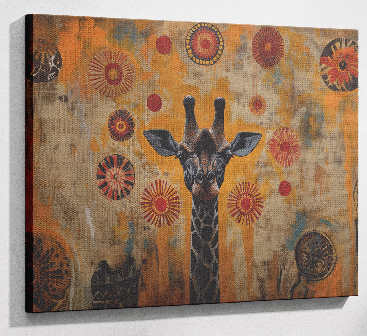 Earth Tone Giraffe African American canvas print view 13