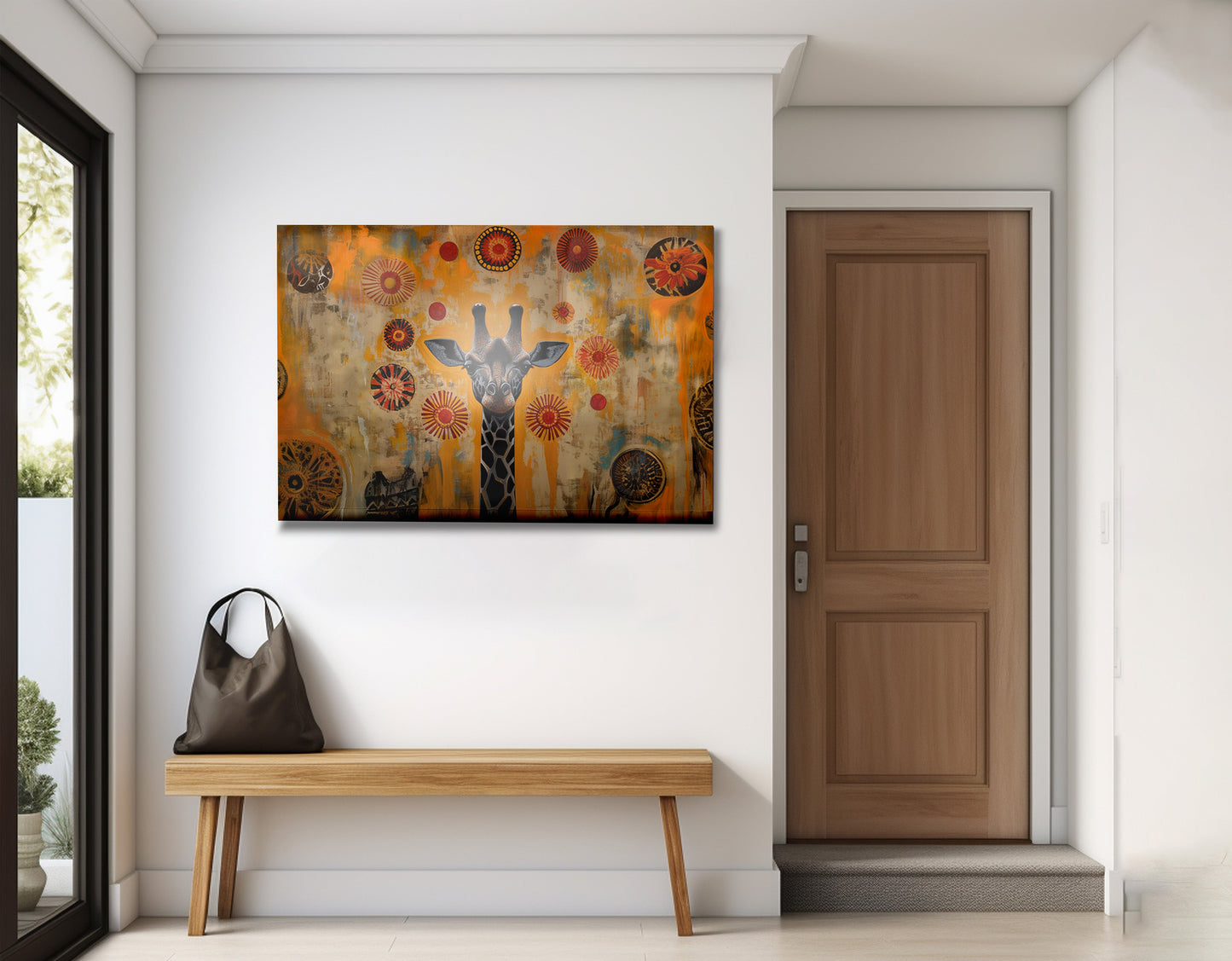 Earth Tone Giraffe African American canvas print view 23