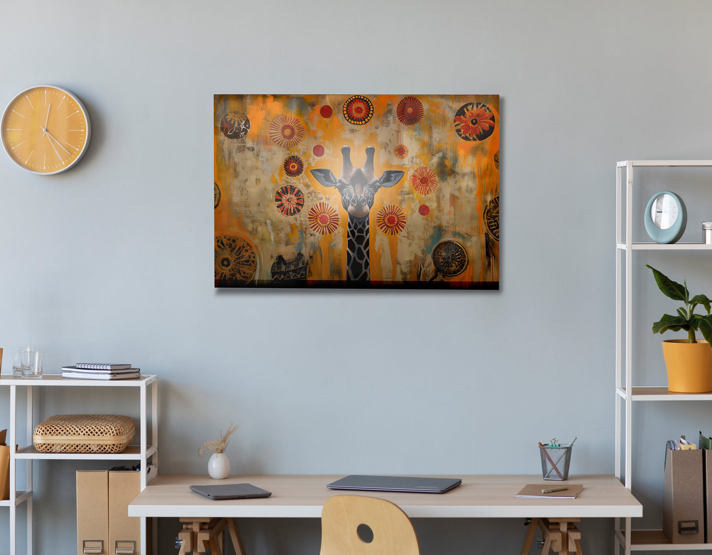 Earth Tone Giraffe African American canvas print view 24