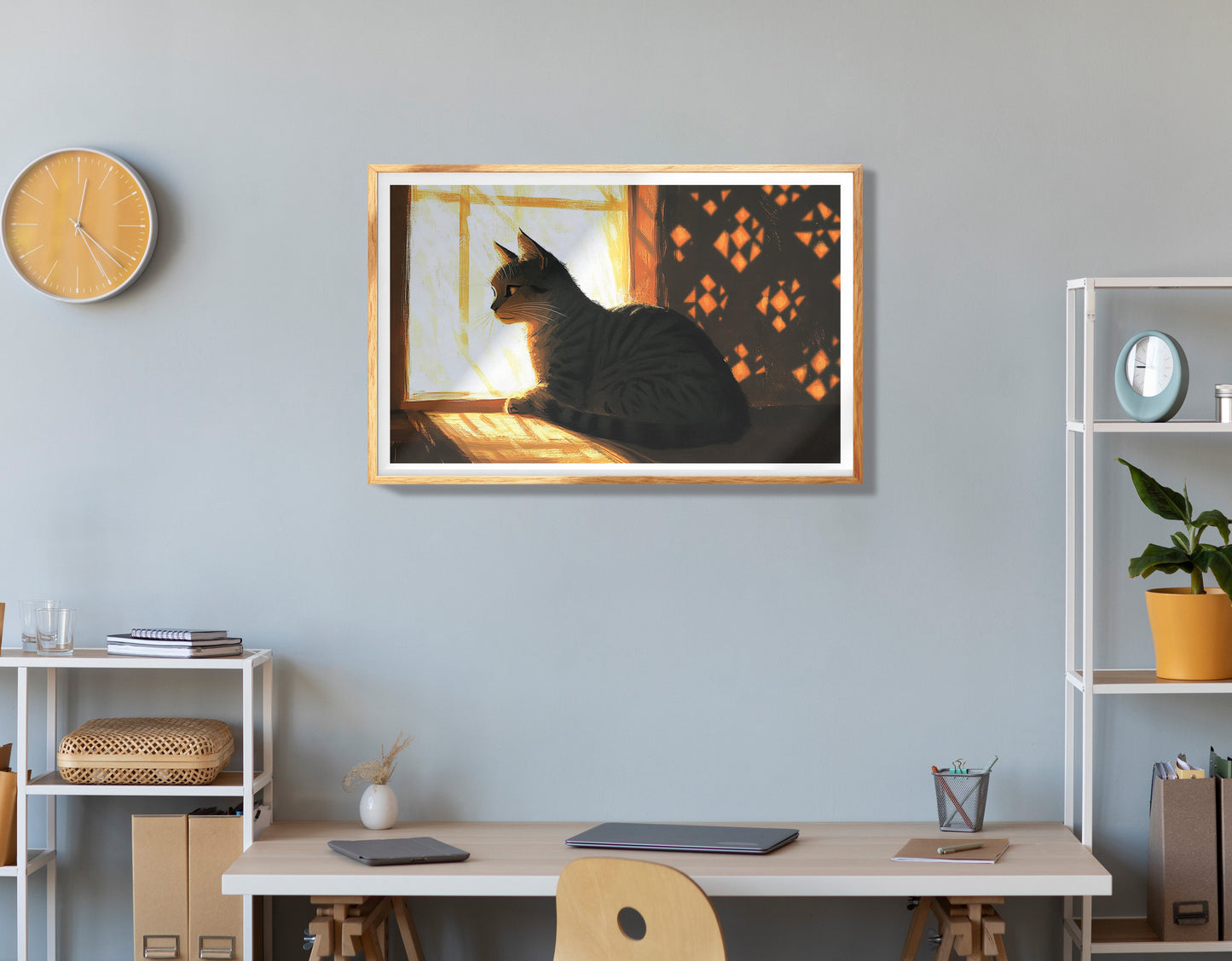 Glowing Giraffe Sunset Black African American canvas print view 78