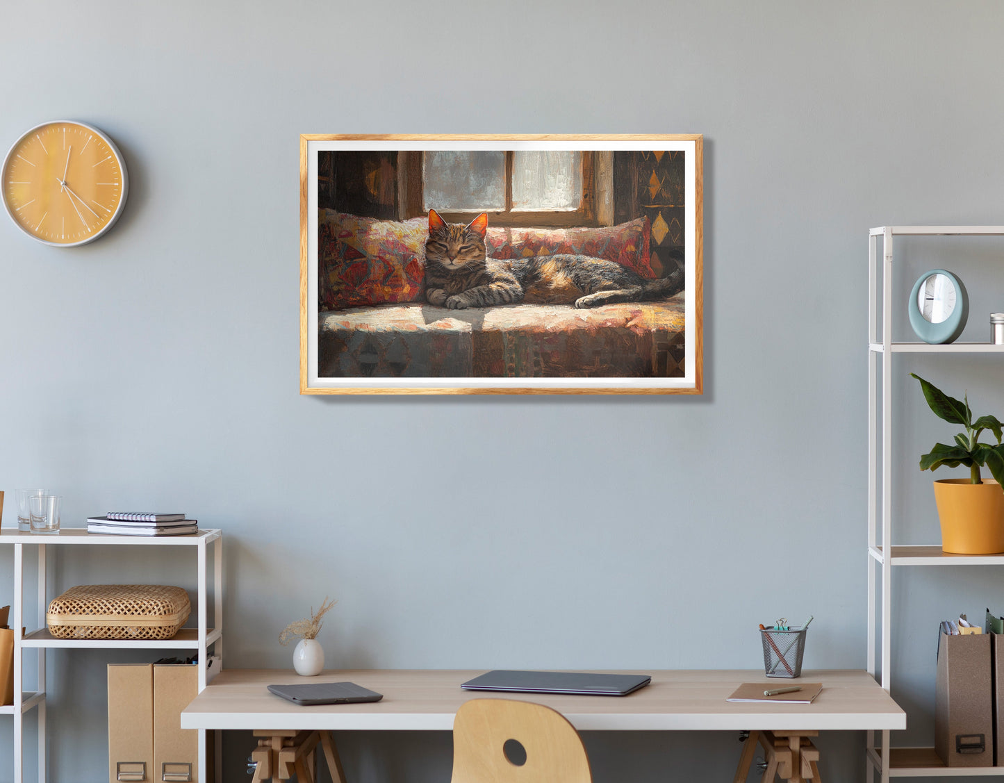Tabby Cat Cozy Couch African American canvas print view 78