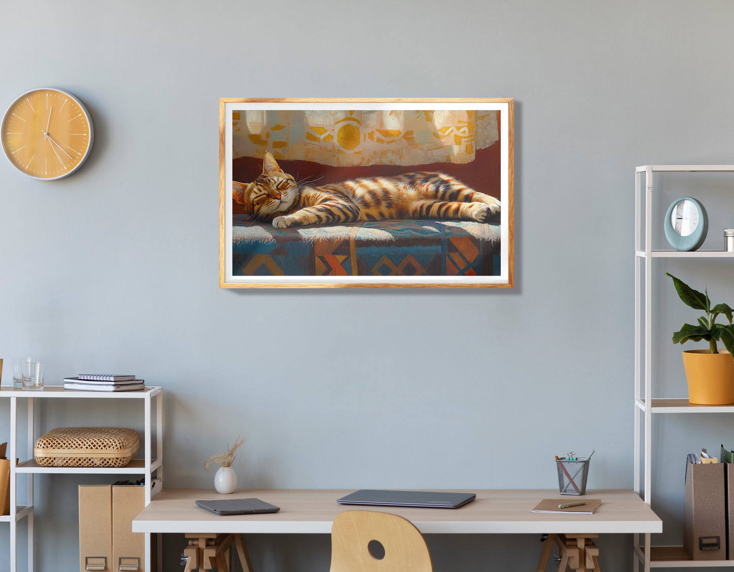 Blue Mosaic Giraffe African American canvas print view 78