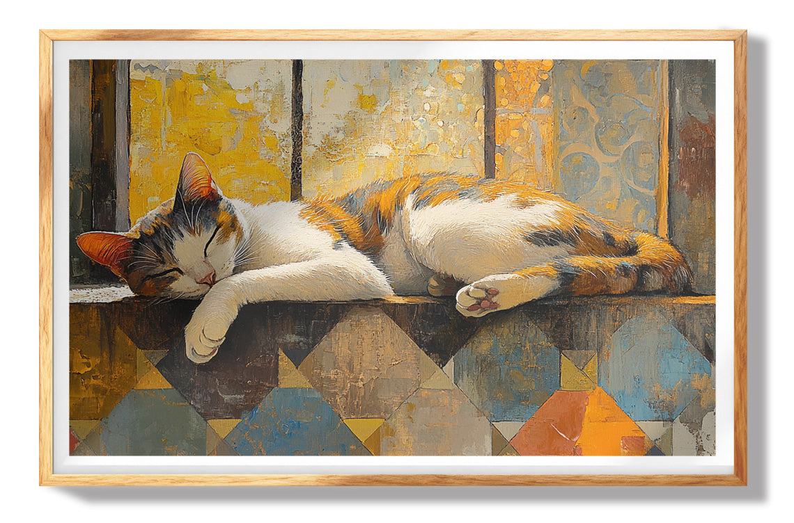 Sleeping Cat Window Quilt African American canvas print view 73
