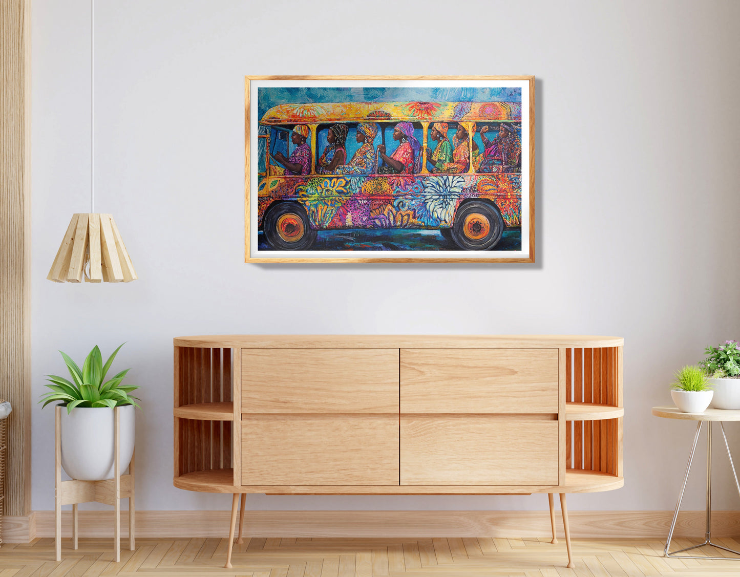 Glowing Blue Giraffe Night African American canvas print view 74