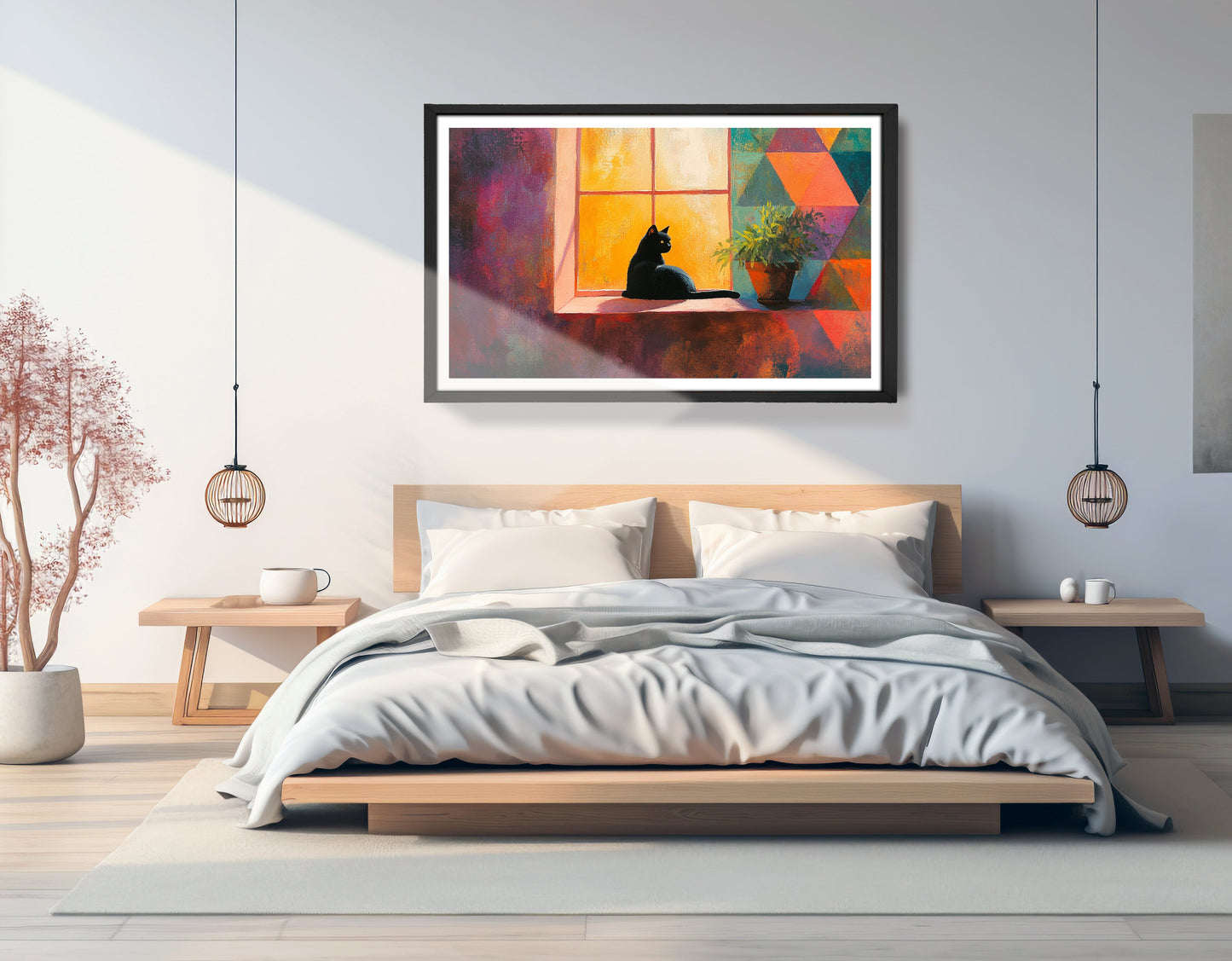 Black Cat Window Plant African American canvas print view 69