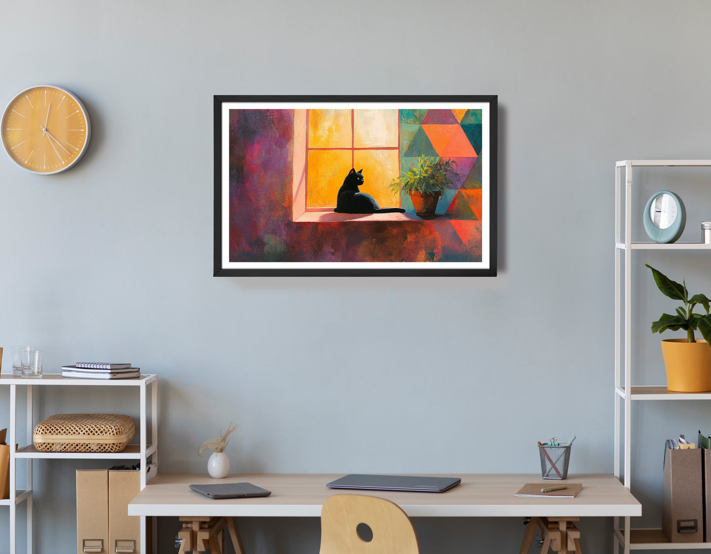 Black Cat Window Plant African American canvas print view 72
