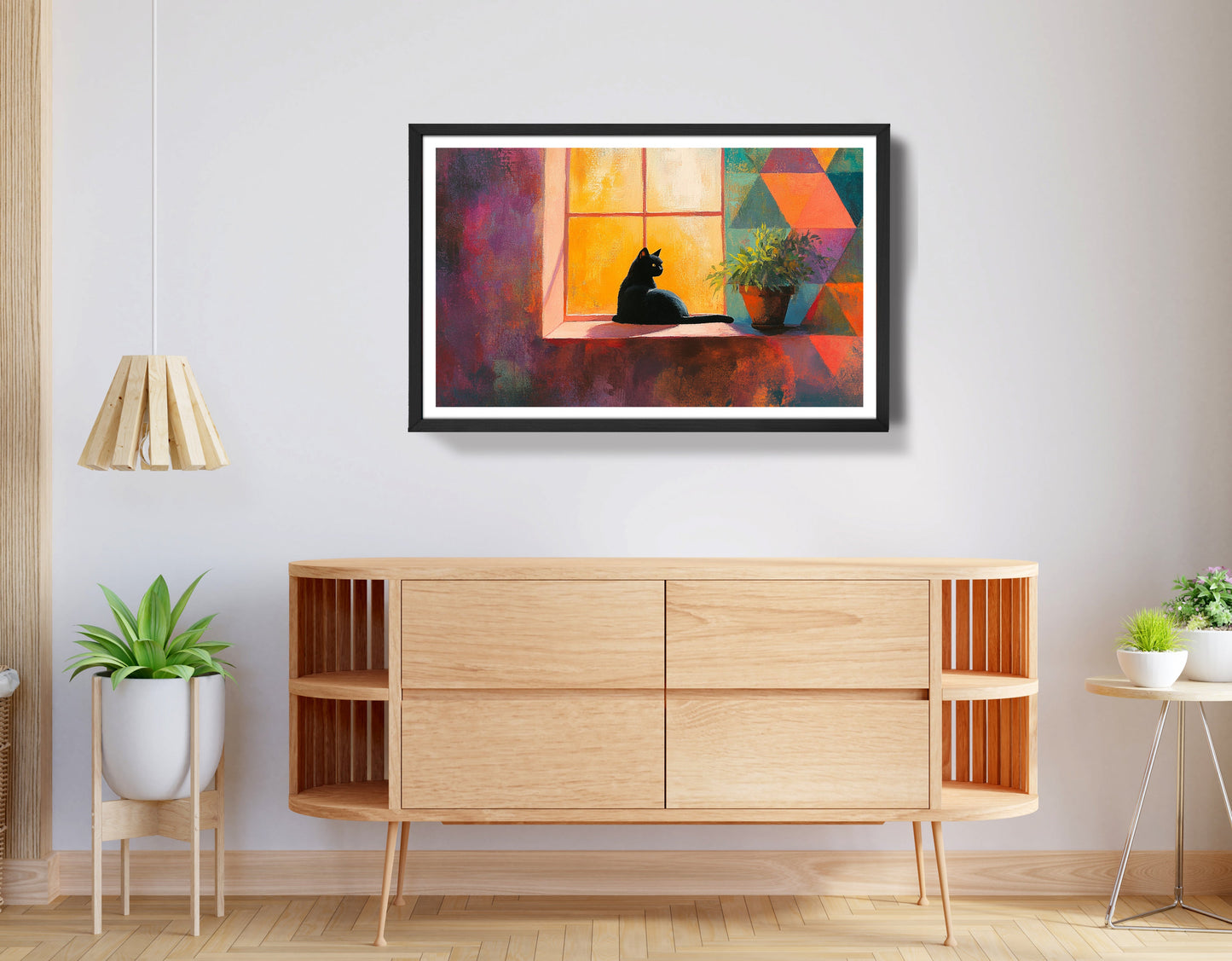 Black Cat Window Plant African American canvas print view 68