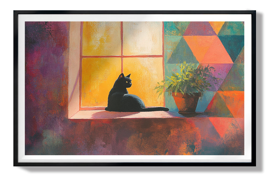 Black Cat Window Plant African American canvas print view 67