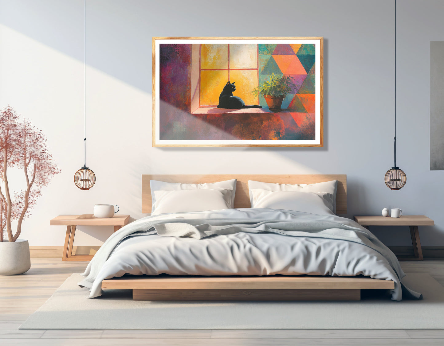 Black Cat Window Plant African American canvas print view 75