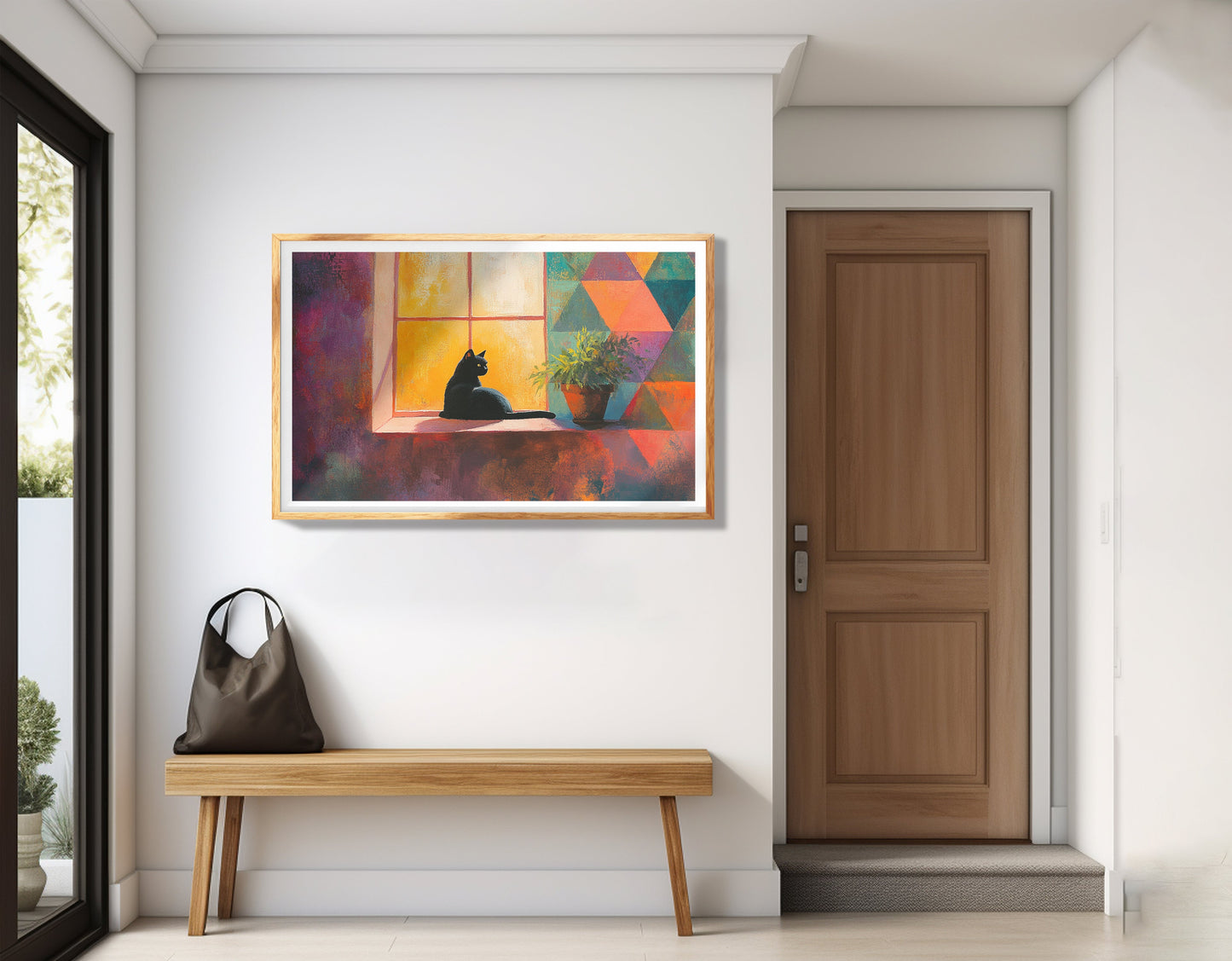 Black Cat Window Plant African American canvas print view 77