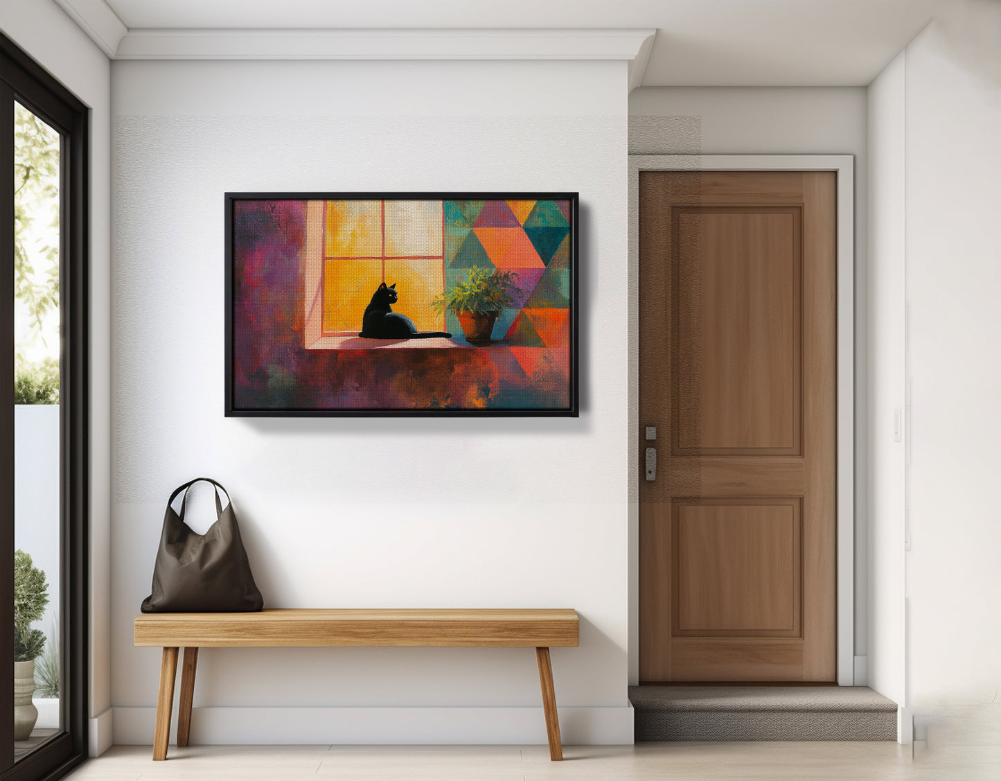 Black Cat Window Plant African American canvas print view 29