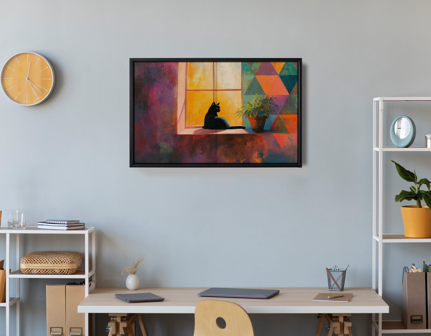 Black Cat Window Plant African American canvas print view 30