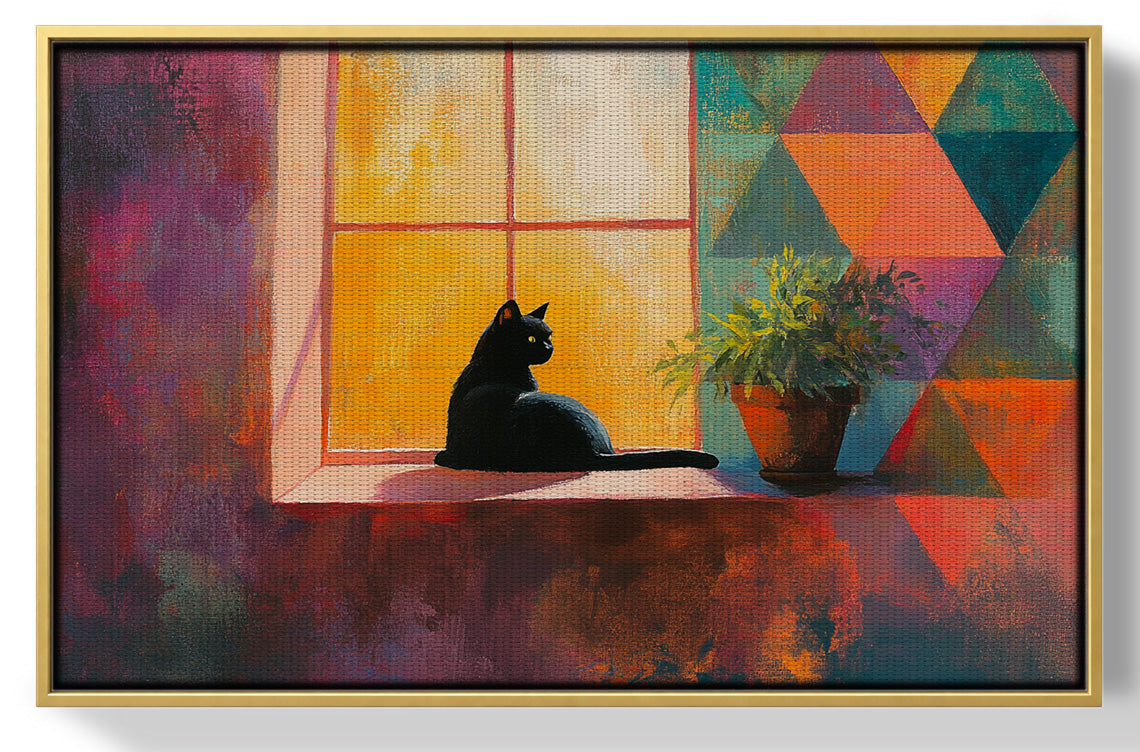 Black Cat Window Plant African American canvas print view 37
