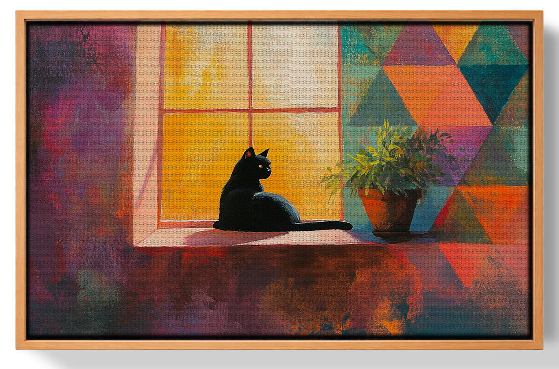 Black Cat Window Plant African American canvas print view 43