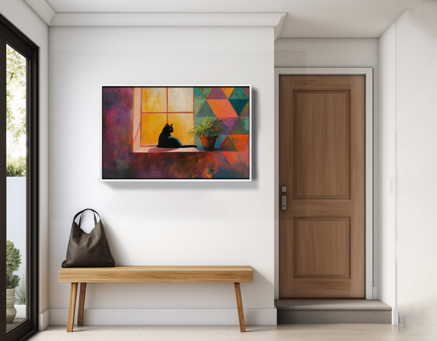 Black Cat Window Plant African American canvas print view 65