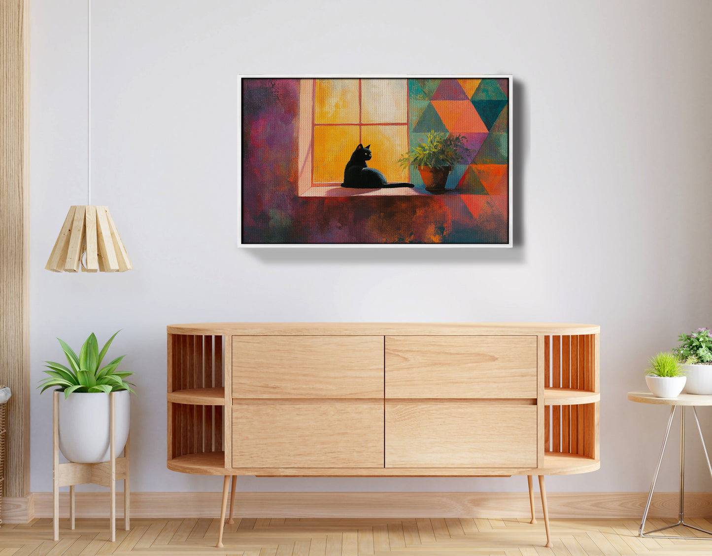 Black Cat Window Plant African American canvas print view 62