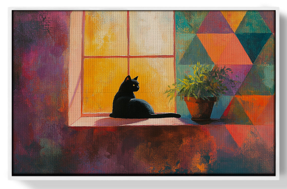 Black Cat Window Plant African American canvas print view 61