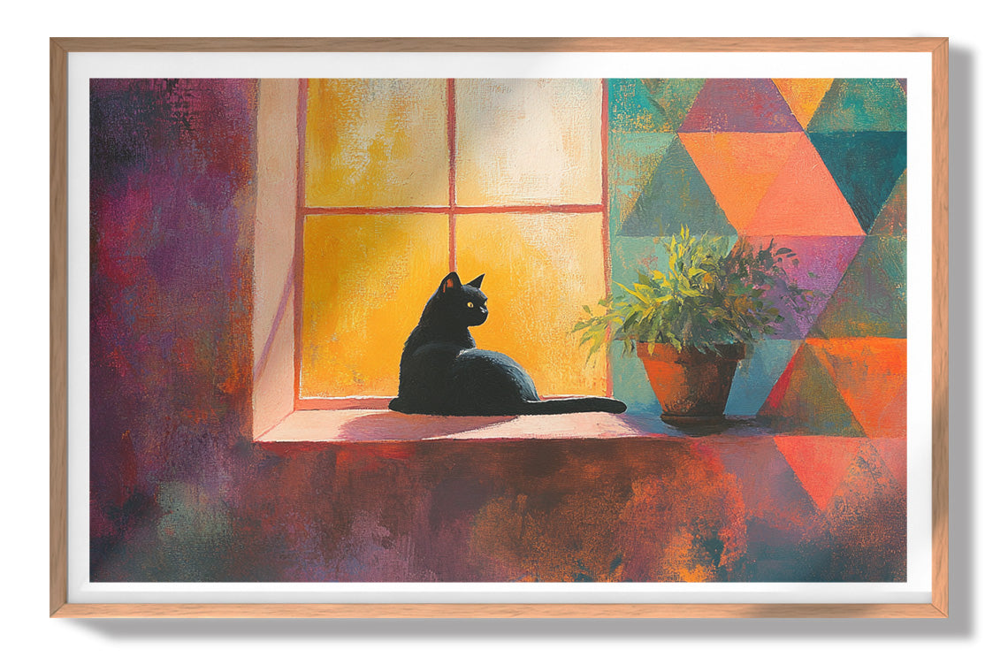 Black Cat Window Plant African American canvas print view 79