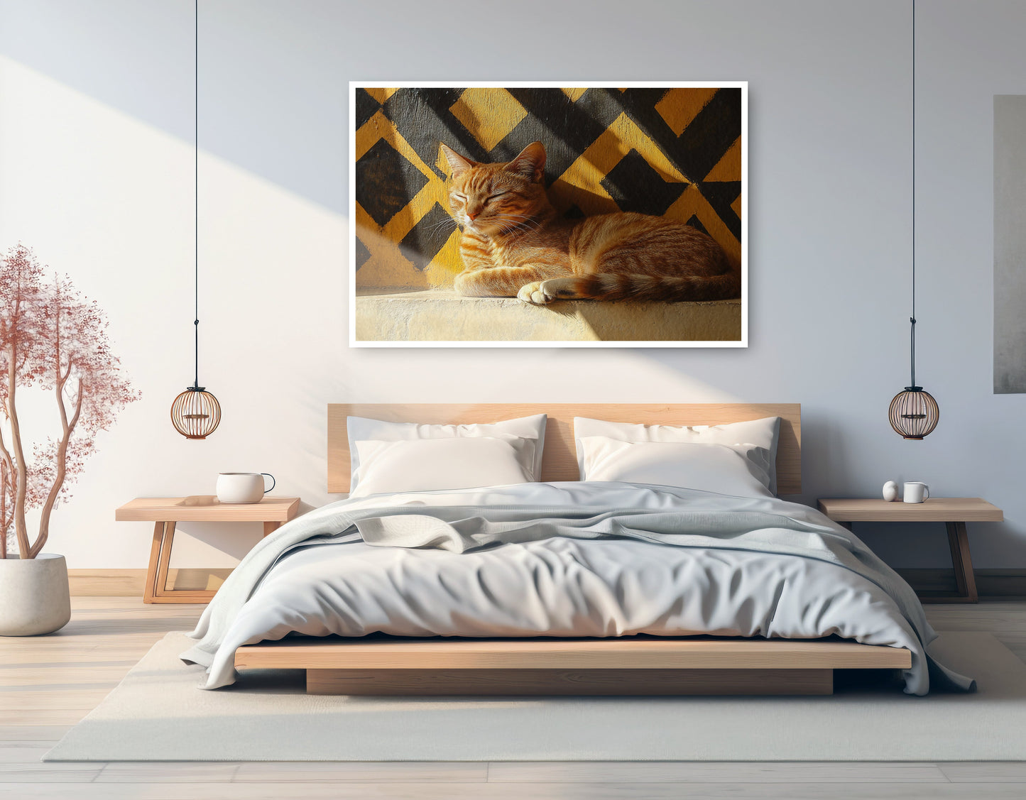 Orange Cat Geometric Sunlight African American abstract art artwork view