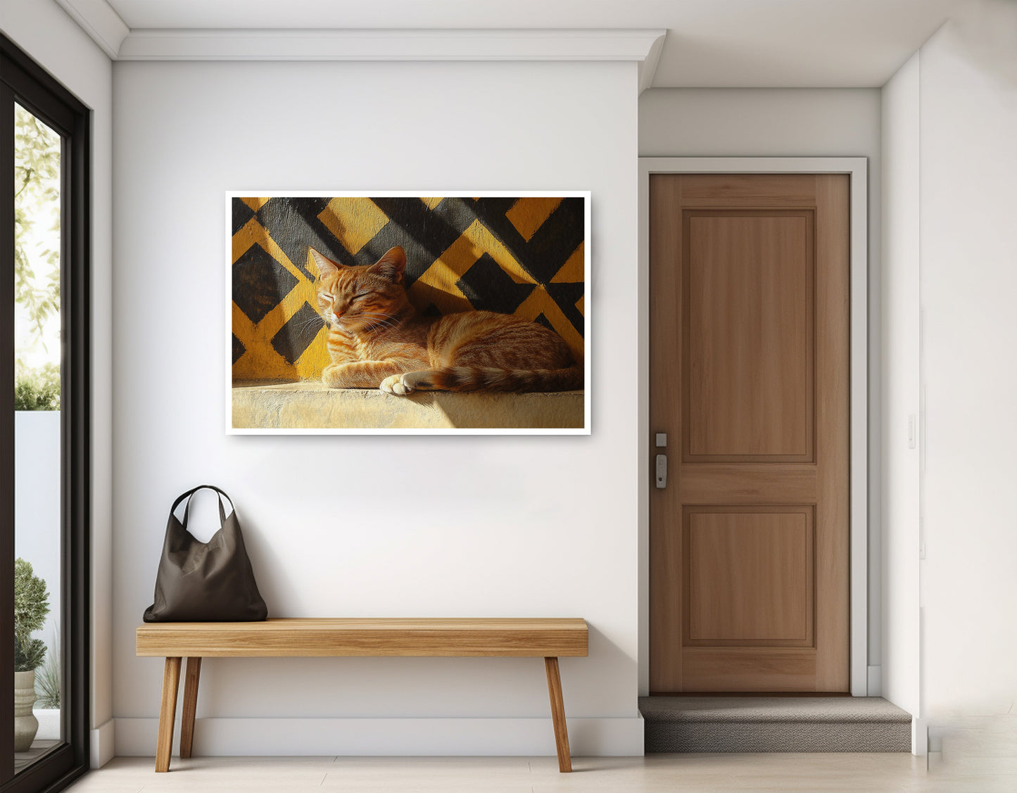 Orange Cat Geometric Sunlight African American abstract art home decor view