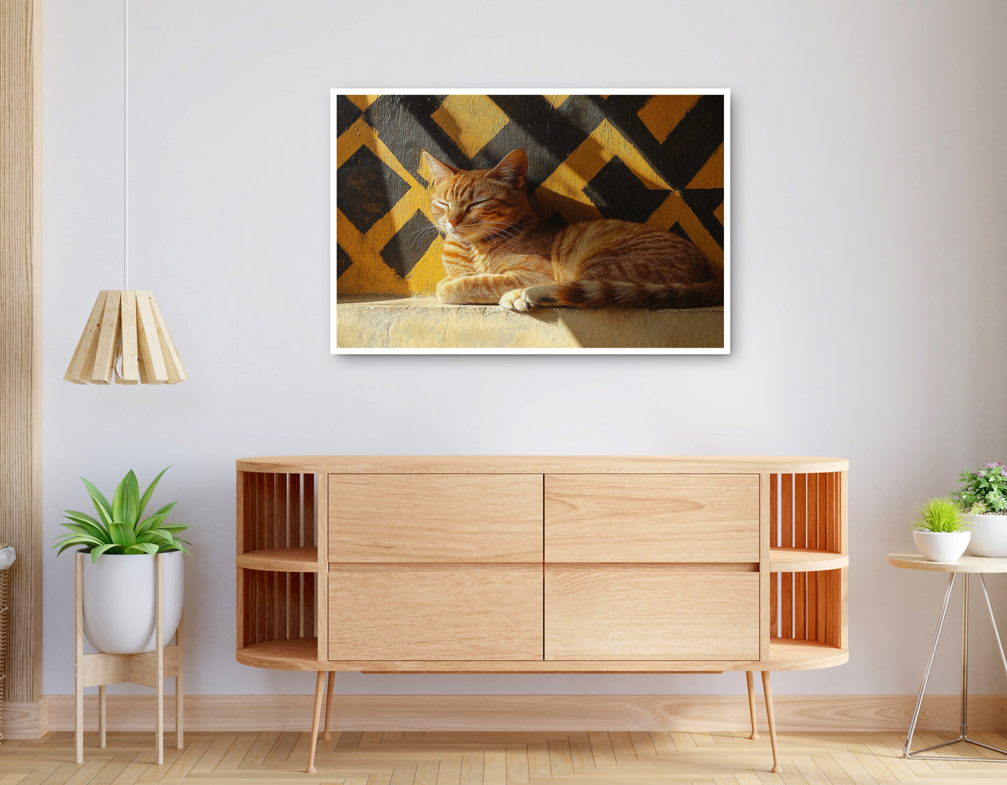 Alternate view of Orange Cat Geometric Sunlight African American abstract art canvas print